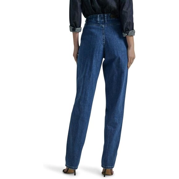 NWT Lee Womens Size 14 14x31 Blue Relaxed Fit Side Elastic Tapered Leg Jean NEW - Picture 4 of 6